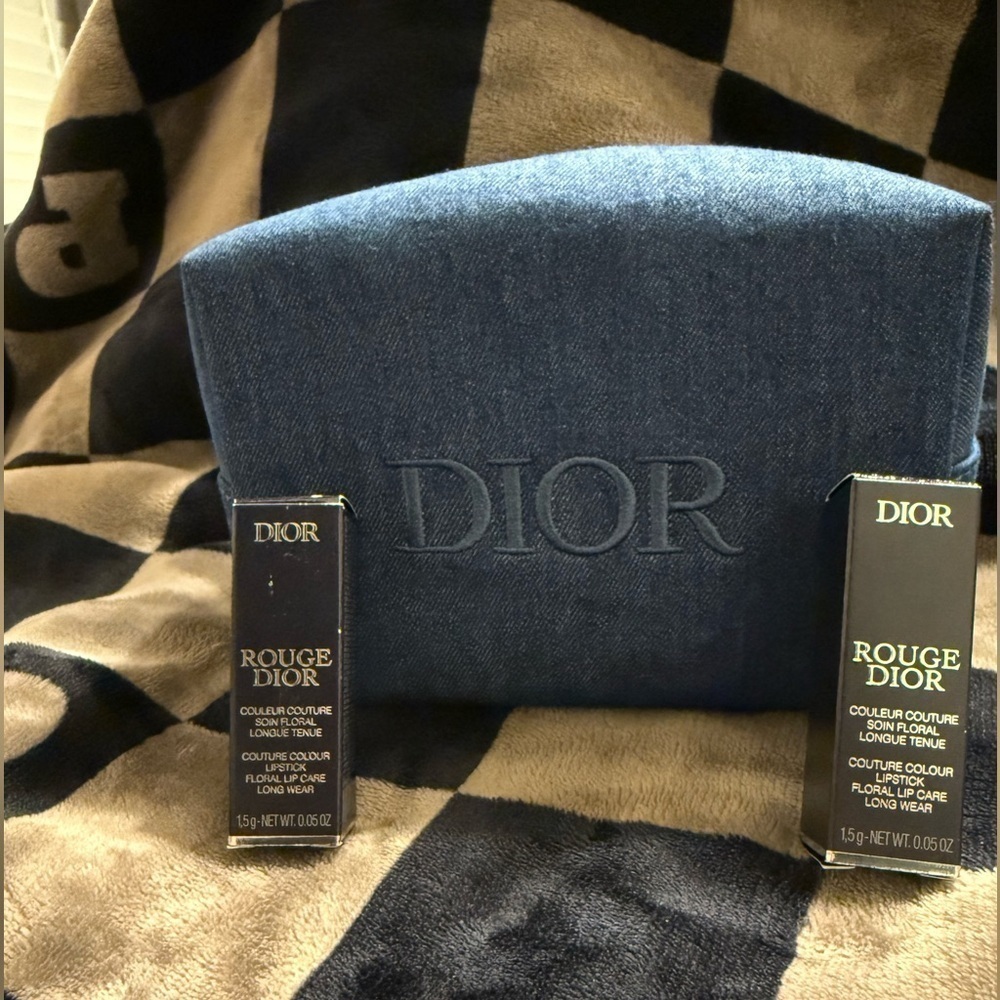 Dior Denim Accessor Bag + 2 Lipsticks - Picture 2 of 9